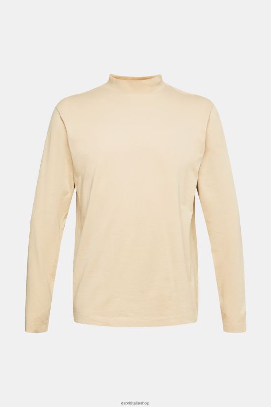 Esprit top a maniche lunghe con colletto rialzato beige crema uomini manica lunga 4RNDH945