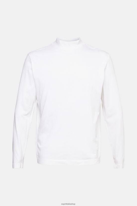 Esprit top a maniche lunghe con colletto rialzato bianco uomini manica lunga 4RNDH943