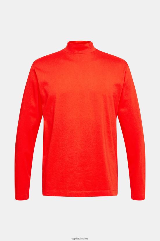 Esprit top a maniche lunghe con colletto rialzato rosso uomini manica lunga 4RNDH944