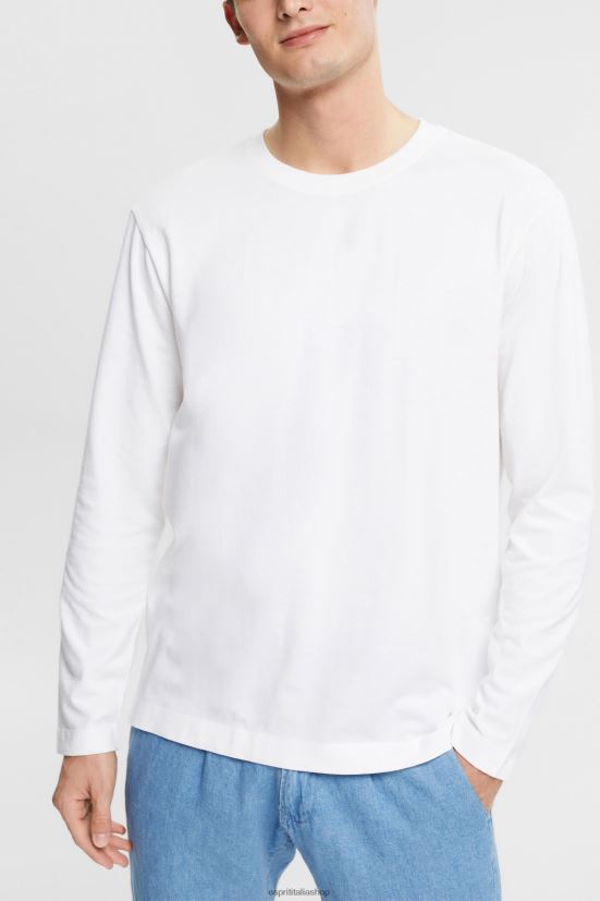 Esprit top in maglia a maniche lunghe bianco uomini manica lunga 4RNDH947