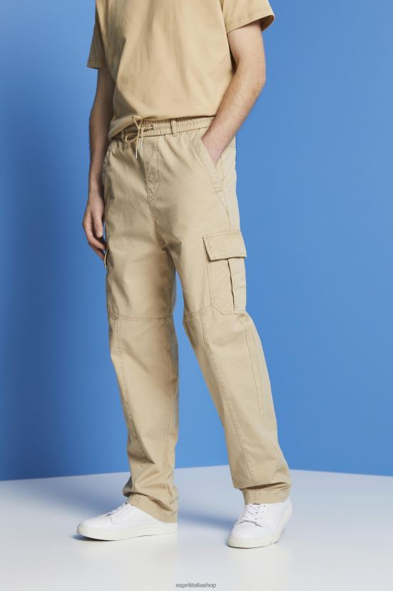 Esprit pantaloni cargo affusolati stile jogger in cotone sabbia uomini pantaloni 4RNDH674