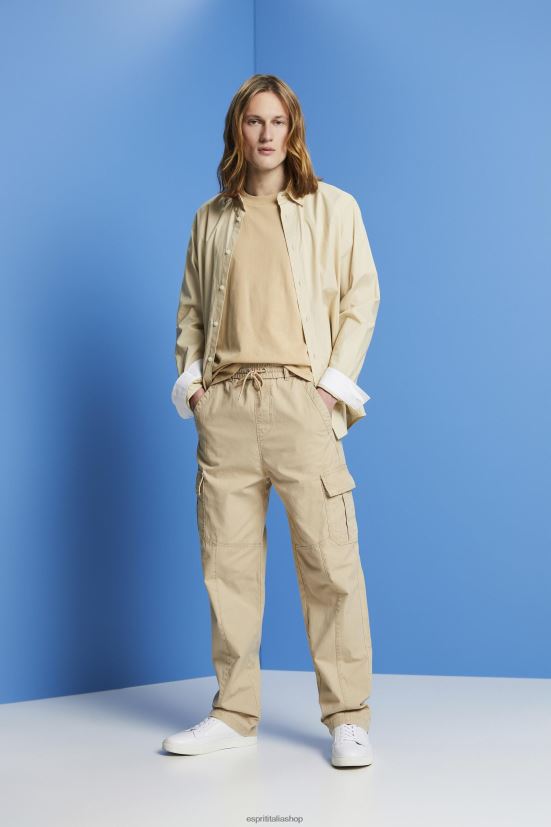 Esprit pantaloni cargo affusolati stile jogger in cotone sabbia uomini pantaloni 4RNDH674