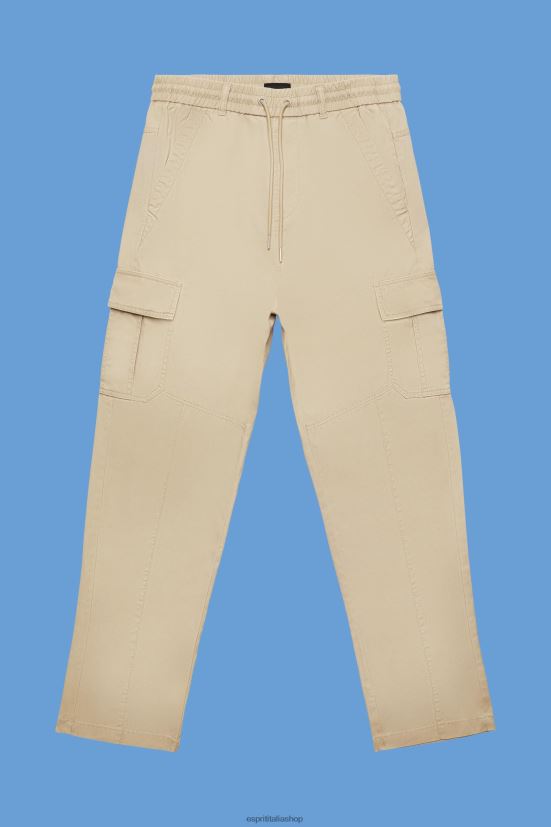 Esprit pantaloni cargo affusolati stile jogger in cotone sabbia uomini pantaloni 4RNDH674