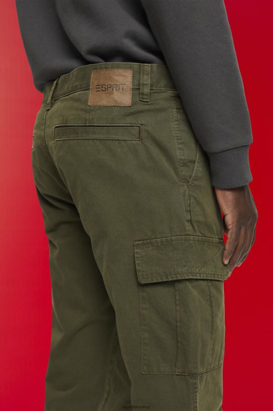 Esprit pantaloni cargo kaki scuro uomini pantaloni 4RNDH730