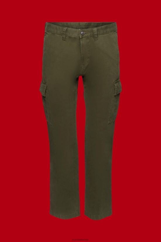 Esprit pantaloni cargo kaki scuro uomini pantaloni 4RNDH730