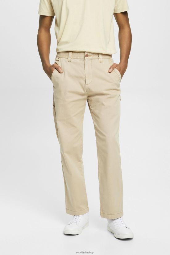 Esprit pantaloni cargo vintage dal taglio dritto beige chiaro uomini pantaloni 4RNDH731