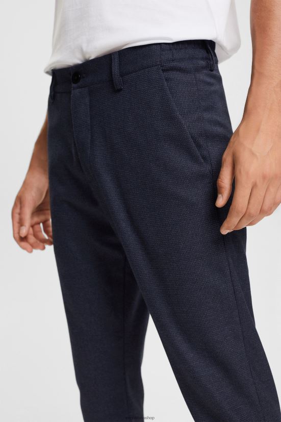 Esprit pantaloni da completo strutturati blu scuro uomini pantaloni 4RNDH880