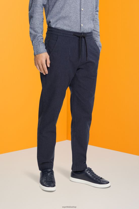 Esprit pantaloni gessati con coulisse in vita blu scuro uomini pantaloni 4RNDH816