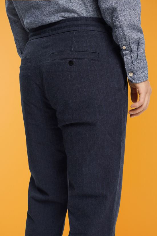 Esprit pantaloni gessati con coulisse in vita blu scuro uomini pantaloni 4RNDH816