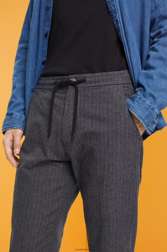 Esprit pantaloni gessati con coulisse in vita grigio medio uomini pantaloni 4RNDH815