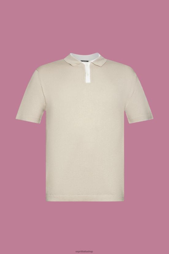 Esprit Polo in misto tencel e cotone sostenibile tortora chiaro uomini polo 4RNDH759