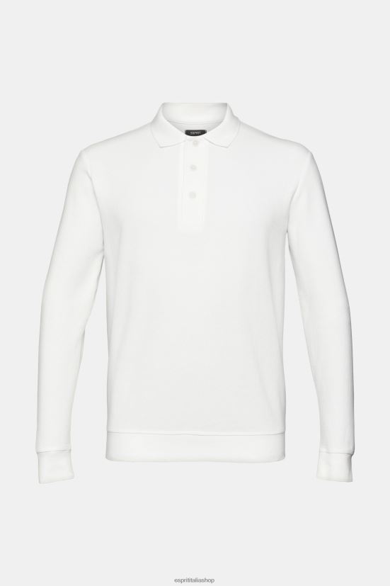 Esprit Polo in piqué a maniche lunghe bianco uomini polo 4RNDH951