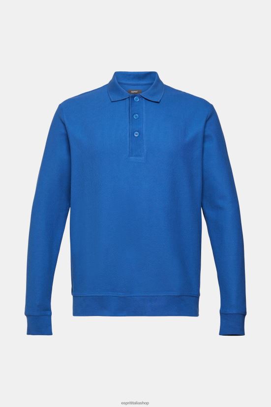 Esprit Polo in piqué a maniche lunghe blu uomini polo 4RNDH952