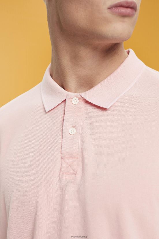 Esprit Polo in piqué di cotone stone wash rosa uomini polo 4RNDH710