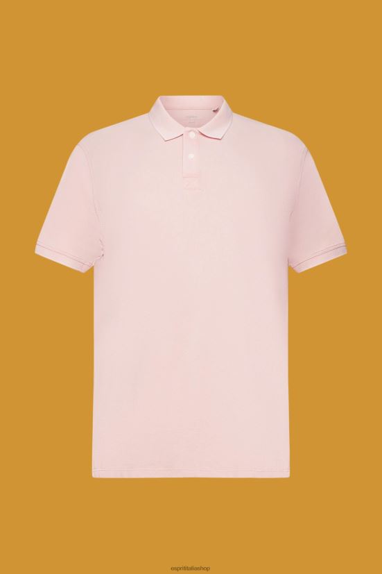 Esprit Polo in piqué di cotone stone wash rosa uomini polo 4RNDH710