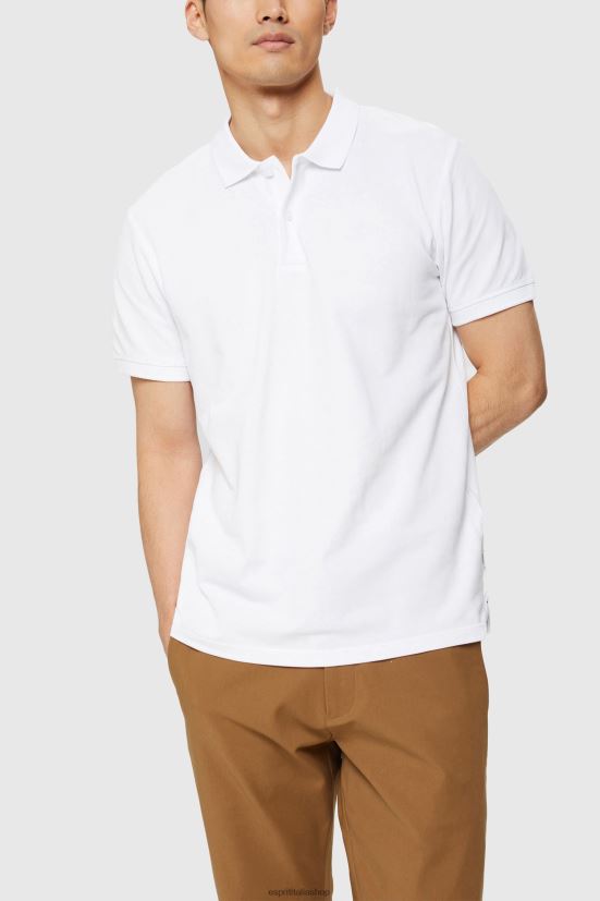 Esprit Polo in piquet di cotone pima bianco uomini polo 4RNDH924 - Clicca l'immagine per chiudere