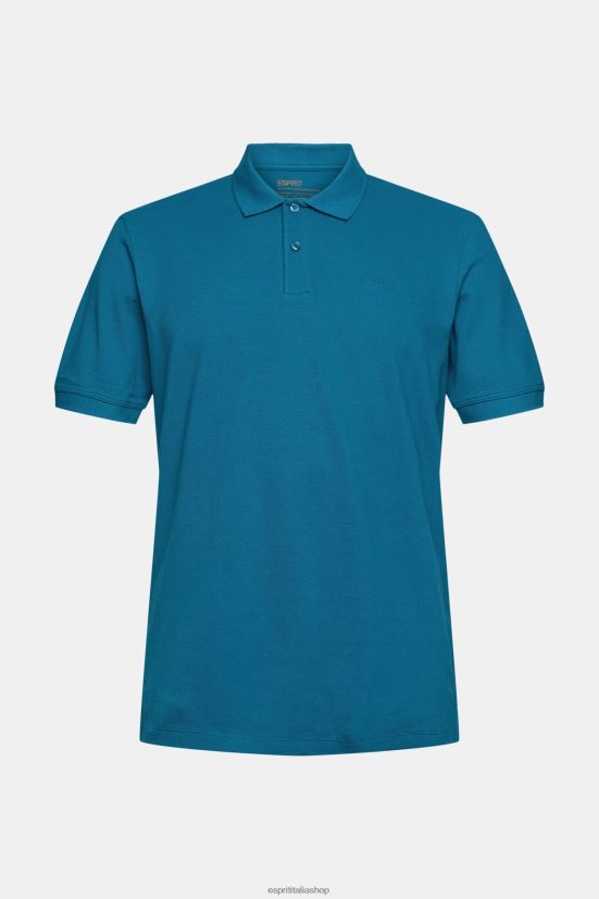 Esprit Polo in piquet di cotone pima blu petrolio uomini polo 4RNDH926