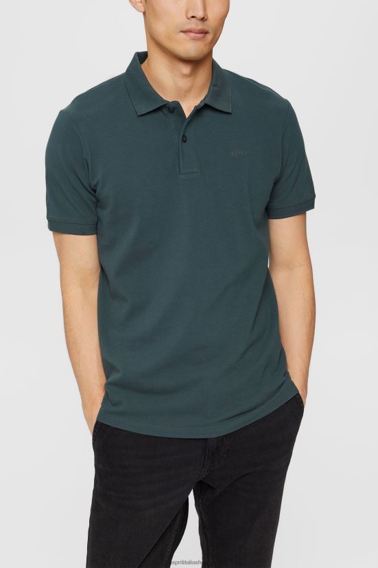 Esprit Polo in piquet di cotone pima blu verde acqua uomini polo 4RNDH927 - Clicca l'immagine per chiudere