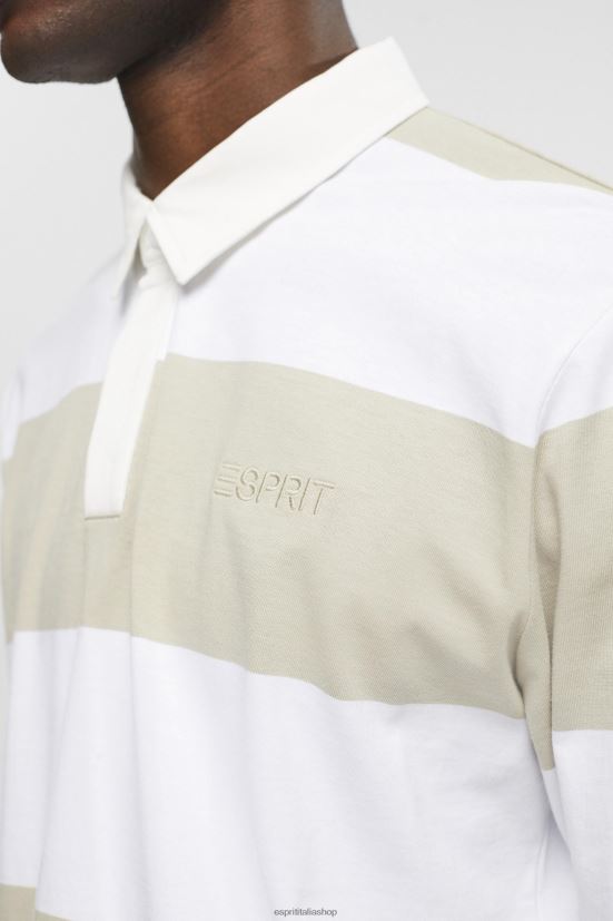 Esprit polo a maniche lunghe con righe verde polveroso uomini polo 4RNDH719