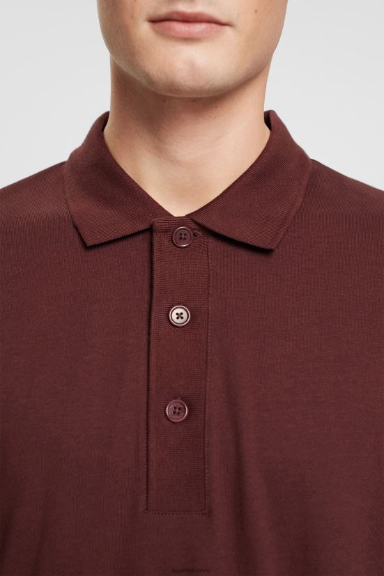 Esprit polo a maniche lunghe rosso bordeaux uomini polo 4RNDH821