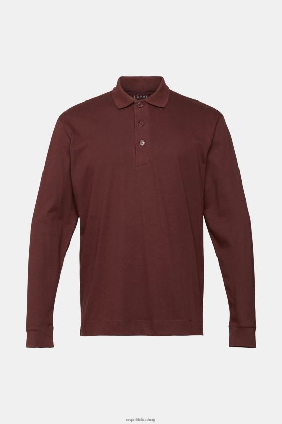 Esprit polo a maniche lunghe rosso bordeaux uomini polo 4RNDH821