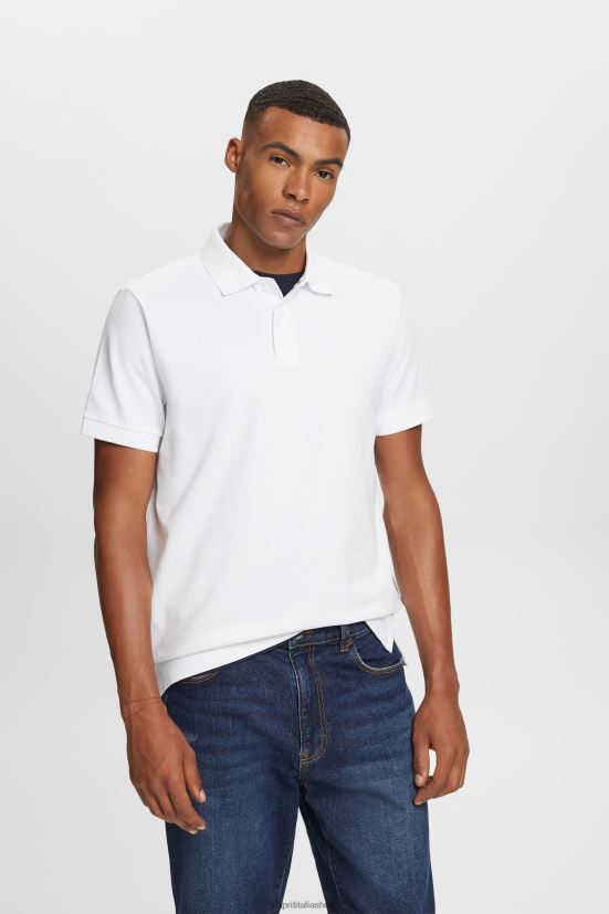 Esprit polo in rete di cotone bianco uomini polo 4RNDH567