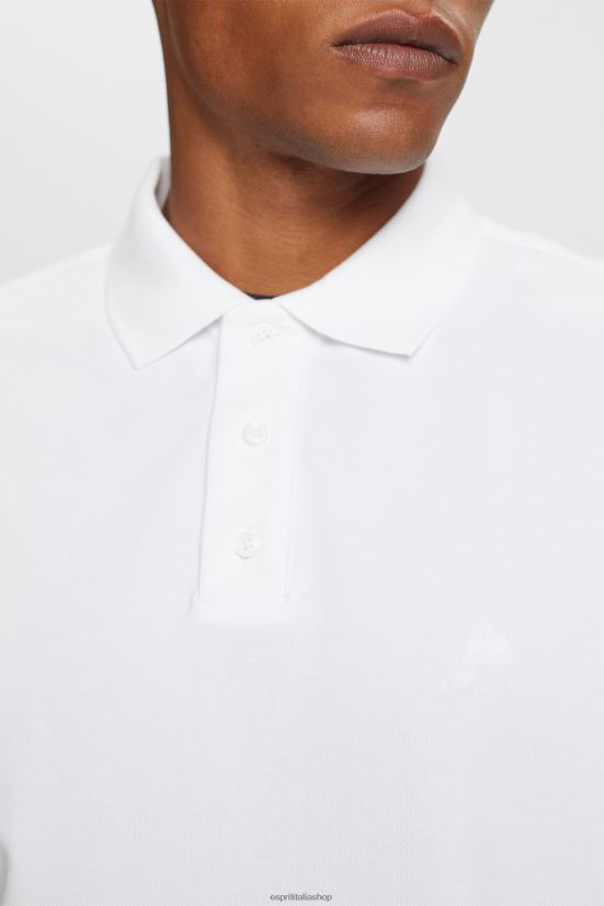 Esprit polo in rete di cotone bianco uomini polo 4RNDH567