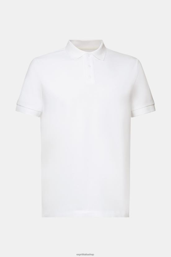 Esprit polo in rete di cotone bianco uomini polo 4RNDH567