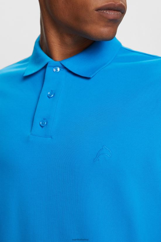 Esprit polo in rete di cotone blu acceso uomini polo 4RNDH570