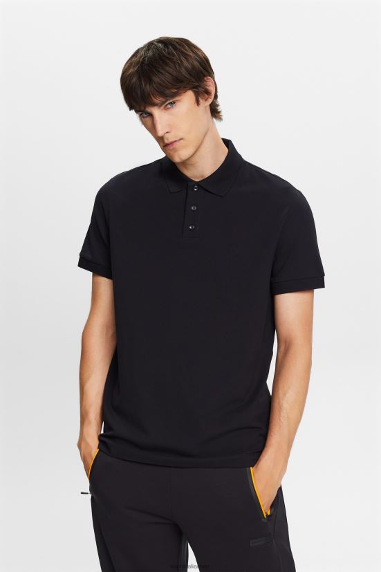 Esprit polo in rete di cotone nero uomini polo 4RNDH566