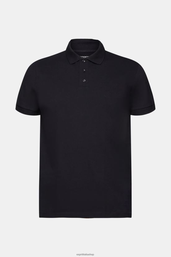 Esprit polo in rete di cotone nero uomini polo 4RNDH566