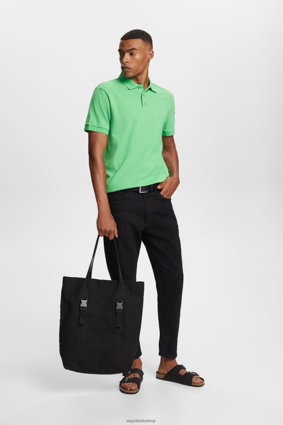 Esprit polo in rete di cotone verde uomini polo 4RNDH569