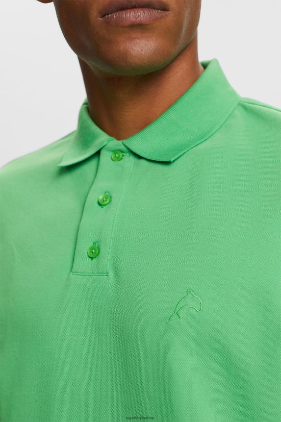 Esprit polo in rete di cotone verde uomini polo 4RNDH569