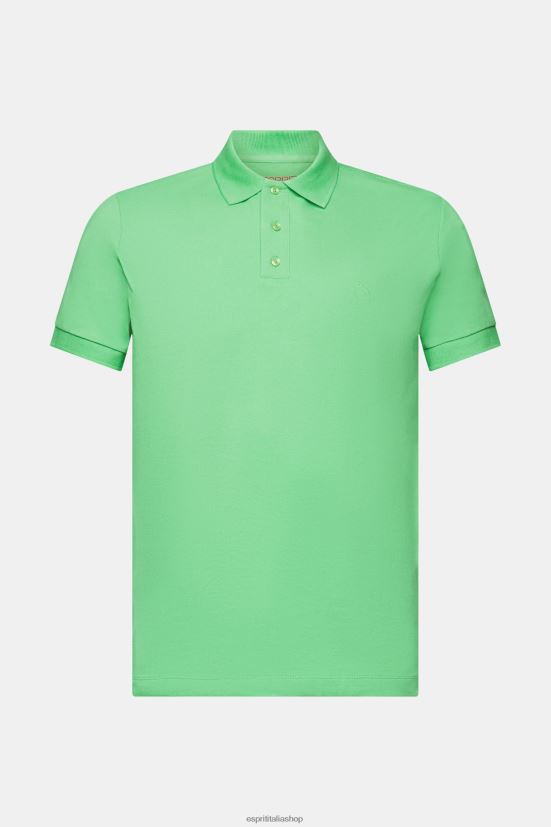 Esprit polo in rete di cotone verde uomini polo 4RNDH569